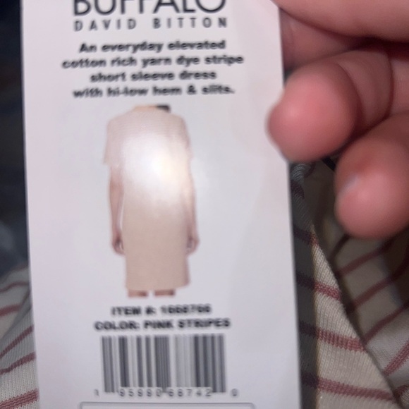 Classic Casual Striped T Shirt Dress, Comfy Stretchy Fabric Women’s L NWT - Picture 5 of 6